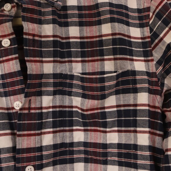 Essentials Mens Slim Fit Oxford Shirt S Long Sleeve Navy White Plaid NEW B8 - Picture 4 of 5